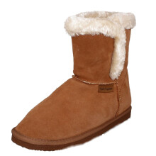 (Tan, UK 8) Ladies Hush Puppies Fur Trim Slipper Boots Ashleigh