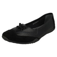 (Black, UK 7) Ladies Down To Earth Flat Comfort Ballerinas F80220
