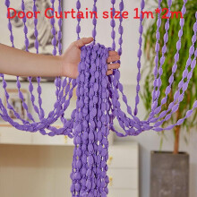 (Light Purple) Polyester Tassel Beaded Line Curtain For Hotel Wedding Salon Decor Home Doorway