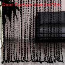 (Black) Polyester Tassel Beaded Line Curtain For Hotel Wedding Salon Decor Home Doorway