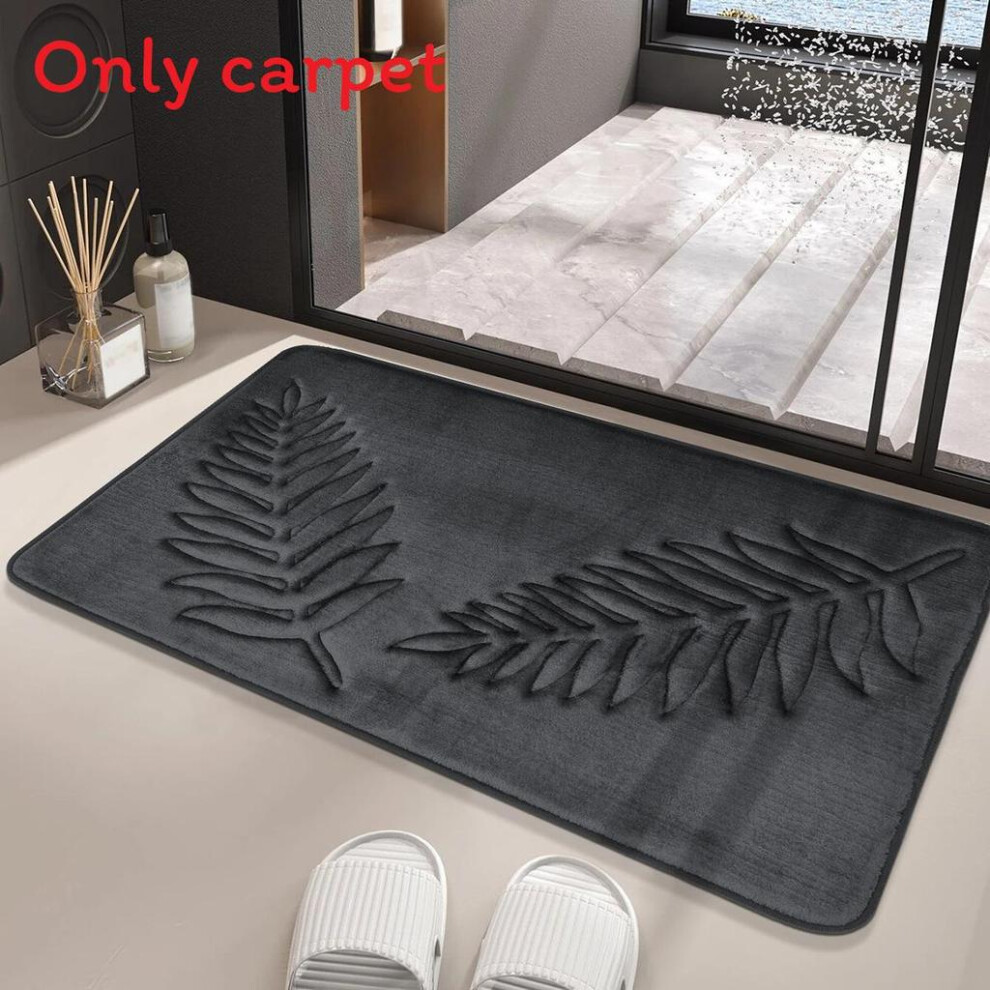 (Leaf Deep Gray, 60X90cm) Memory Foam 40X60cm60x90cm Bath Rugs Leaf Bath Mat Nonslip Absorbent Strong Water 694888212206