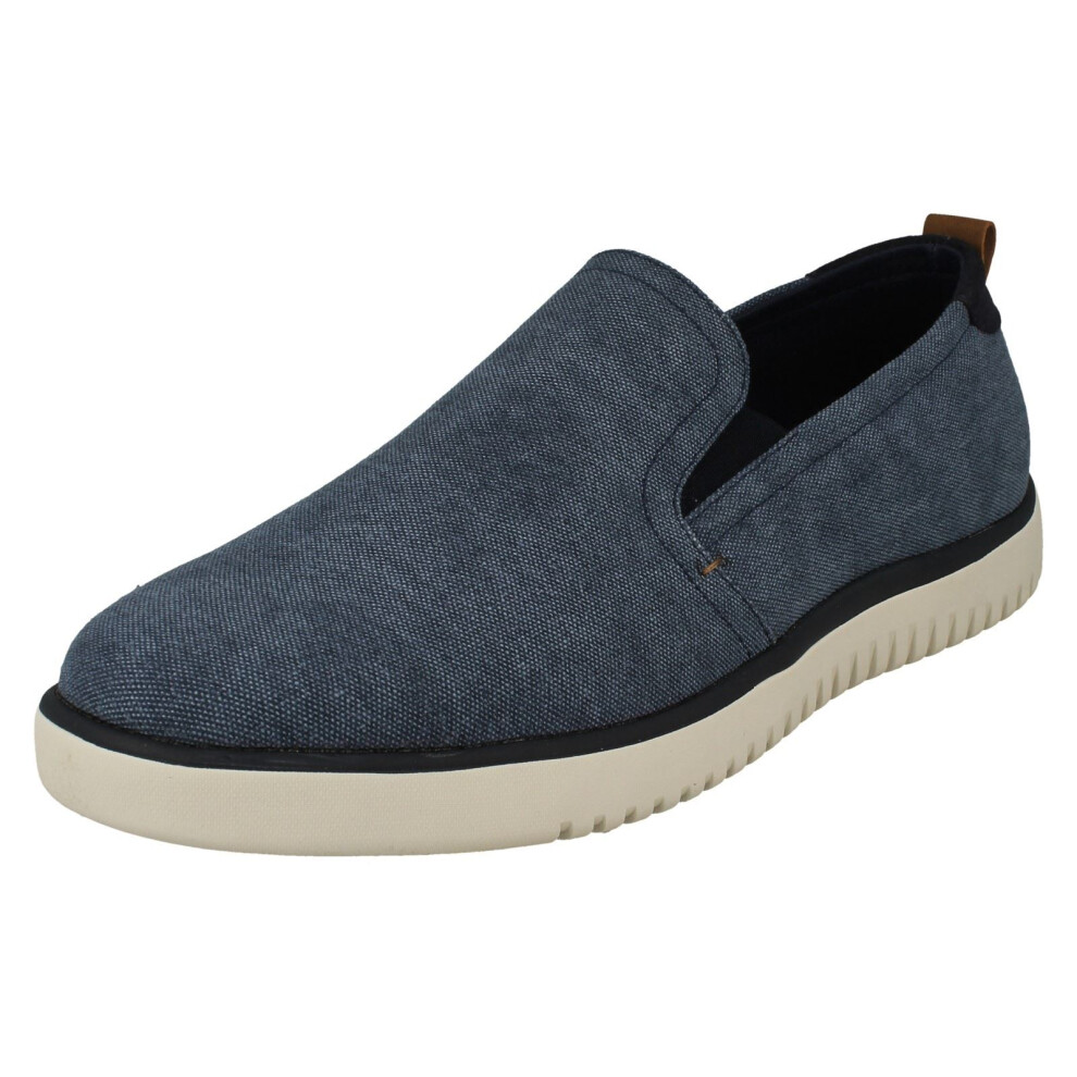 Hush Puppies (Navy, Uk 10) Mens Lightweight Canvas Shoes Danny Slip On