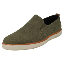 (Khaki, UK 8) Mens Hush Puppies Lightweight Canvas Shoes Danny Slip On