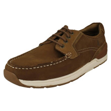 (Tan, UK 12) Mens Hush Puppies Lace Up Boat Shoes - Flynn Boat Shoe