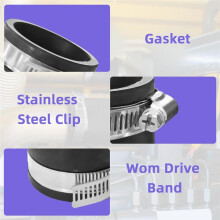 2Pcs 2In X100mm Flexible TPE Coupling with Stainless Steel Clamp High Temp Resistants Pipe Connector for Dust Collection
