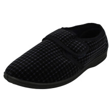(Navy, UK 11) Mens Jo & Joe Check Detailed Hook And Loop Slippers - David