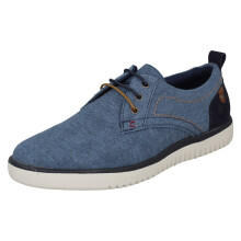 (Navy, UK 12) Mens Hush Puppies Lightweight Canvas Shoes - Sandy Lace Up
