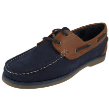(Navy, UK 8) Mens Hush Puppies Casual Lace Up Deck Shoes - Wilson Boat Shoe