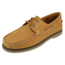 (Tan, UK 8) Mens Hush Puppies Casual Lace Up Deck Shoes - Wilson Boat Shoe