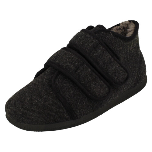 Padders (Grey, UK 9) Mens Padders Extra Wide Slipper - Brian