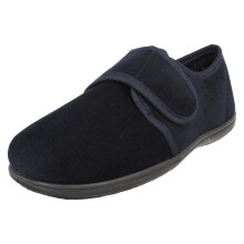 (Navy, UK 12) Mens Padders Hook & Loop Slippers - James