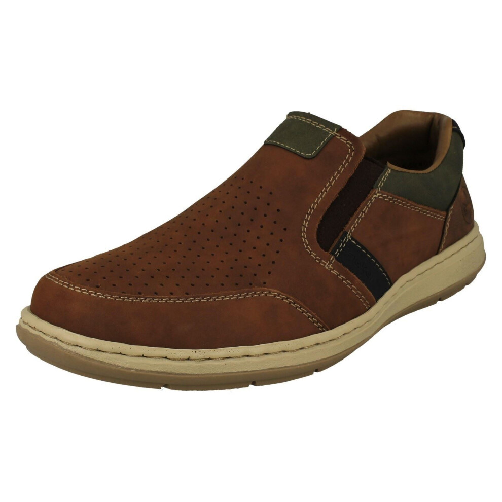 Rieker (Brown, Uk 9.5) Mens Wide Fitting Loafer Shoes 17371