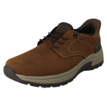 (Brown, UK 10.5) Mens Rieker Extra Wide Slip On Elasticated Lace Casual Suede Shoes 11050