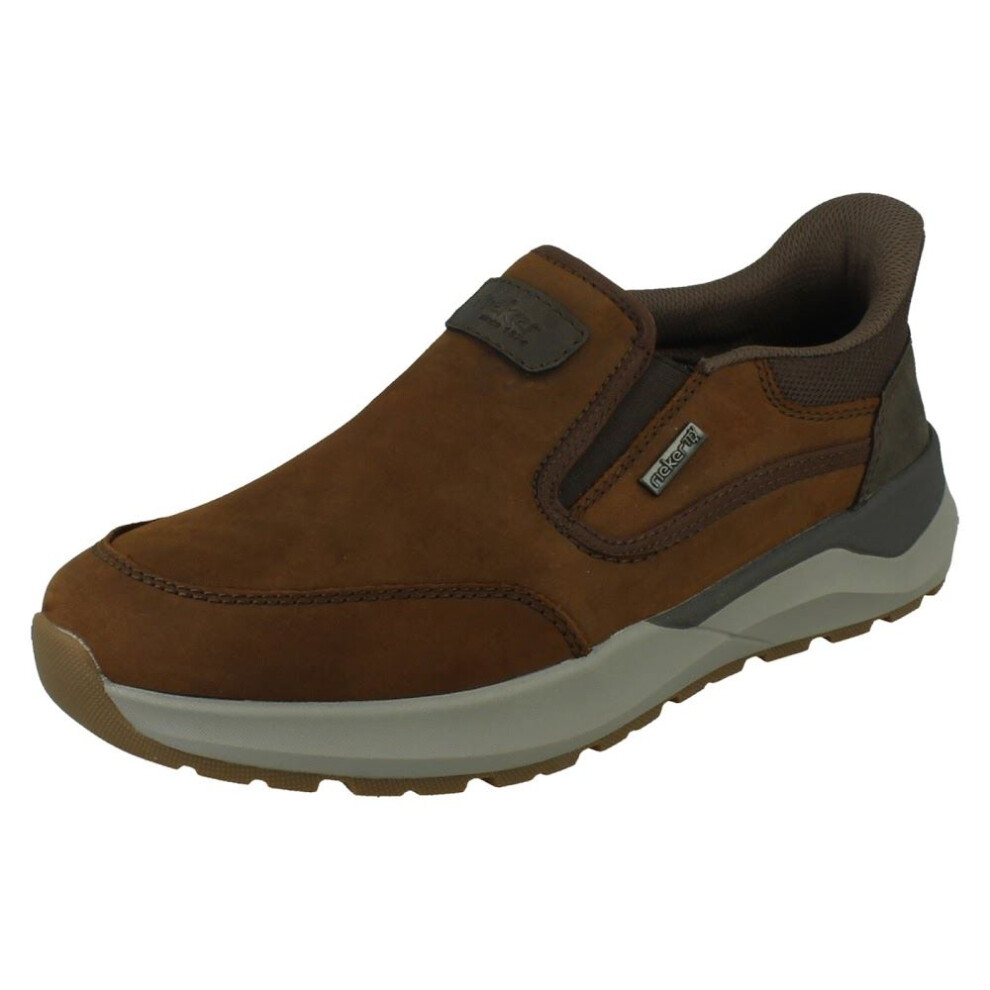 Rieker (, Uk 9) Mens -Tex Leather Ready To Go Slip On Heels Casual Loafer Shoes 06052 Brown