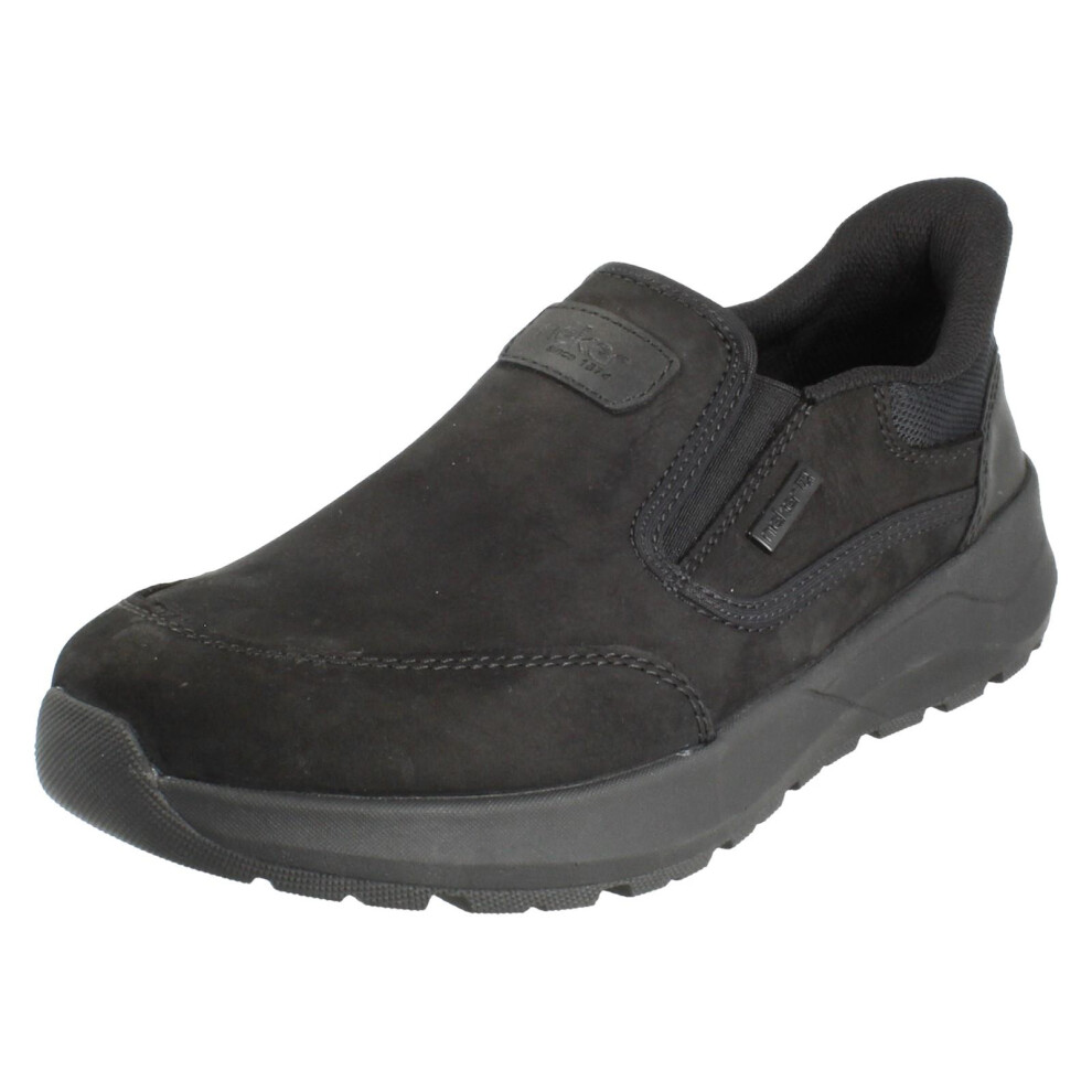 Rieker (, Uk 11) Mens -Tex Leather Ready To Go Slip On Heels Casual Loafer Shoes 06052 Black