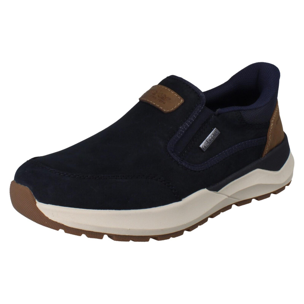 Rieker (, Uk 7.5) Mens -Tex Leather Ready To Go Slip On Heels Casual Loafer Shoes 06052 Blue
