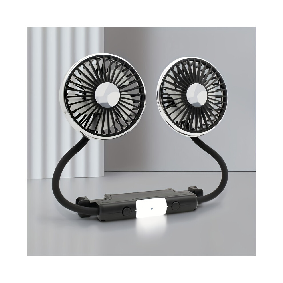 Car Double-Head Hose Fan, Rear Seat Car Usb Interface Electronic Fan, 360 Rotation 3-Speed Strong Wind Usb Gadget 6921853373872