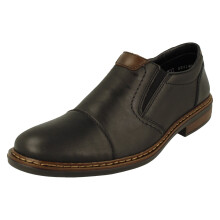 (Black, UK 10.5) Mens Rieker Extra Wide Slip On Shoes 17659