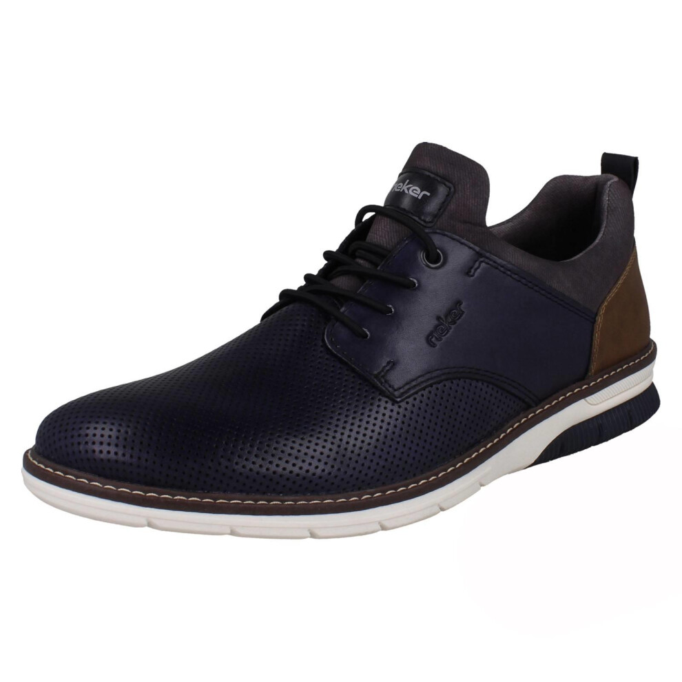 Rieker (, Uk 9.5) Mens Smart Casual Leather Lace Up Shoes 14450 Blue