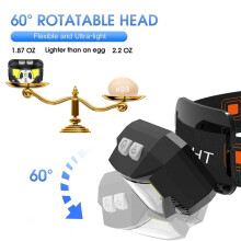 Lanterna de Cabeça com 2 Unidades, Ultraleve e Brilhante, LED Recarregável, 6 Modos para Camping, Pesca e Atividades Ao Ar Livre.