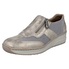 (Beige, UK 7.5) Ladies Rieker Wedge Sole Casual Shoes 48760