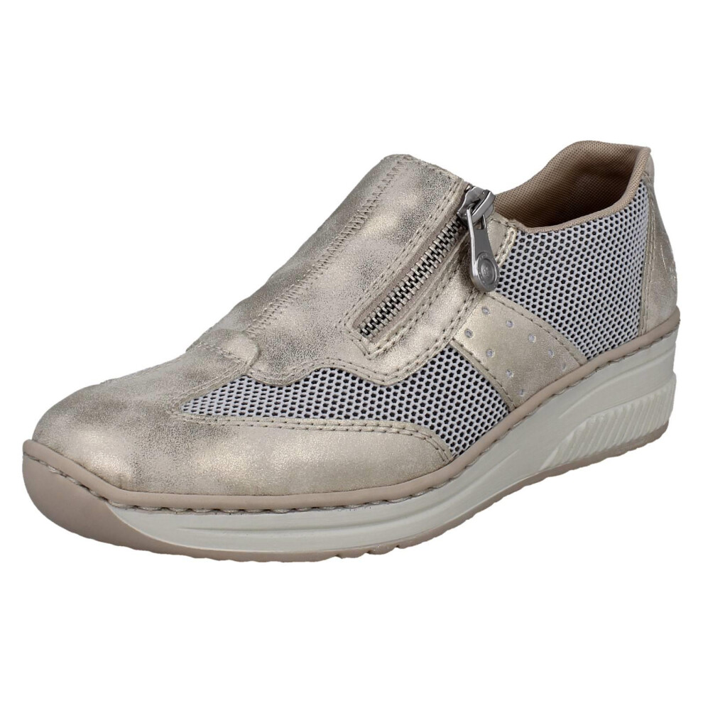 Rieker (Beige, Uk 7.5) Ladies Wedge Sole Casual Shoes 48760