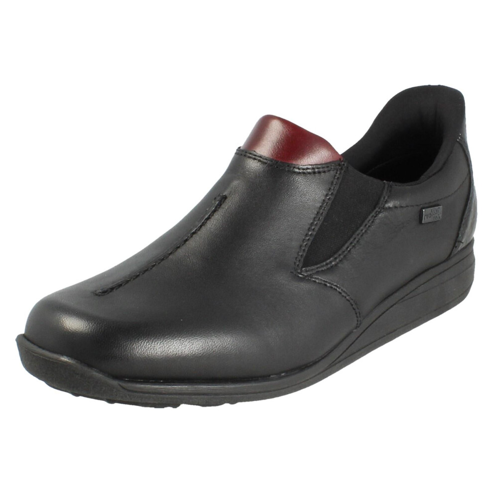 Rieker (Black, Uk 8) Ladies Tex Wide Fit Slip On Shoes 47253