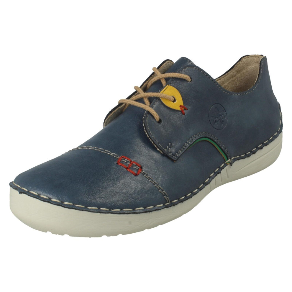 Rieker (Blue, Uk 6) Ladies Casual Lace Up Shoes 52528