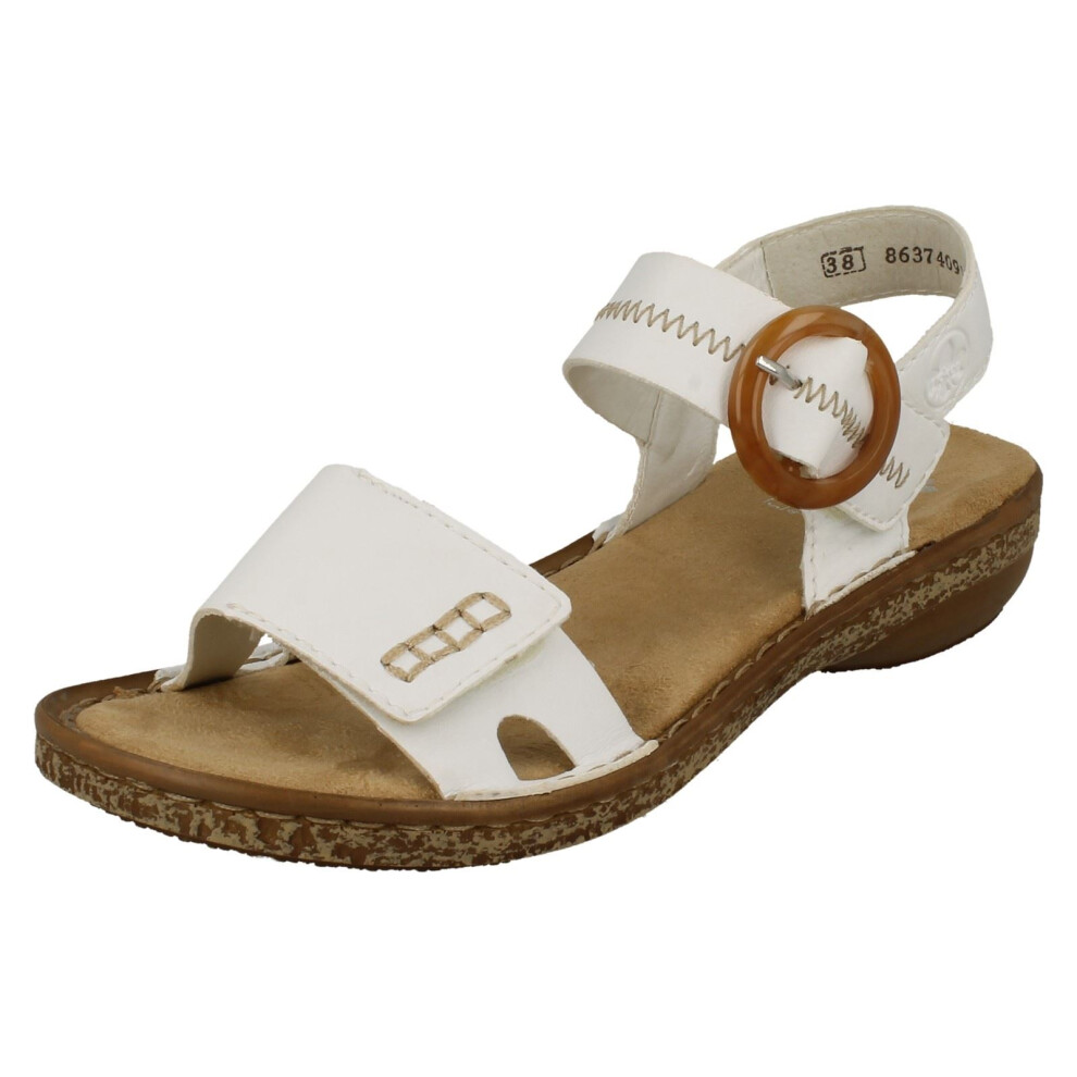 Rieker (, Uk 6.5) Ladies Buckle Detailed Strappy Sandals 628Z3 White