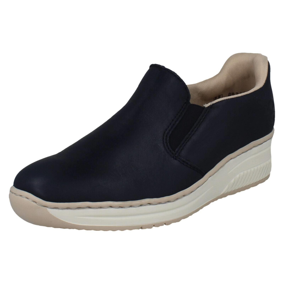 Rieker (Blue, Uk 3.5) Ladies Wedge Sole Casual Shoes 48761