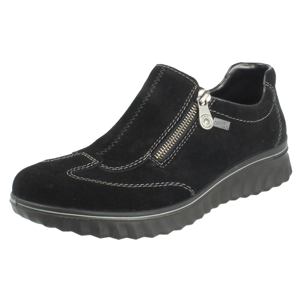 Rieker (Black, Uk 7.5) Ladies Zip Fastening Riekertex Casual Shoes 59071