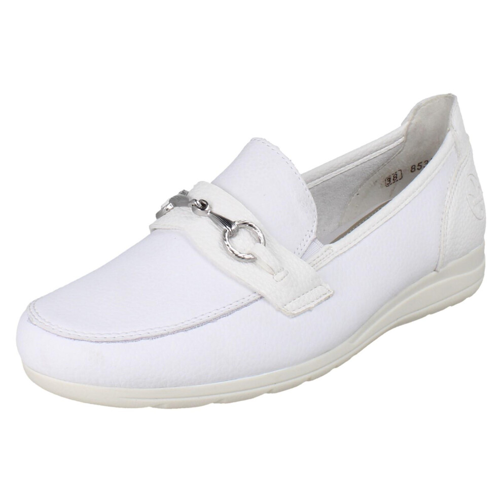 Rieker (White, Uk 7.5) Womens Casual Flat Loafer Style Slip On Shoes With Chain Detailing L9355