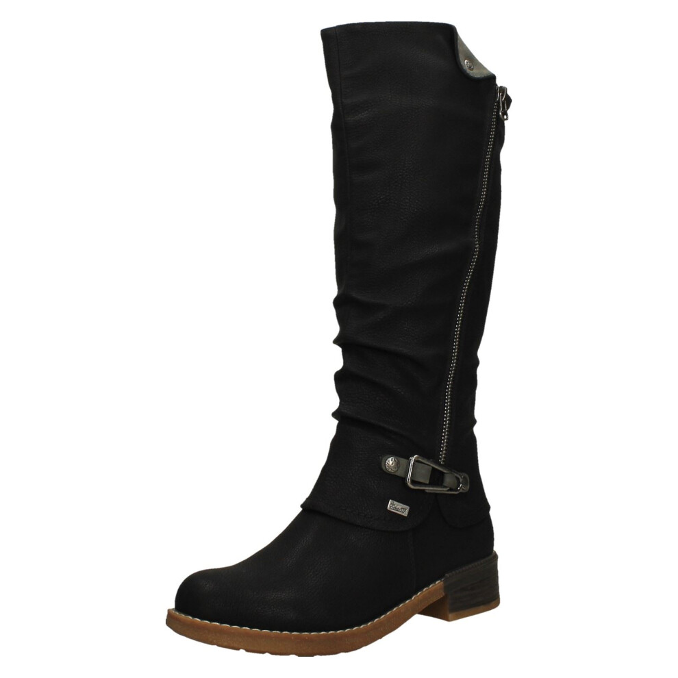 Rieker (Black, Uk 3.5) Ladies Knee High Boots Warm Lining With Tex 94652