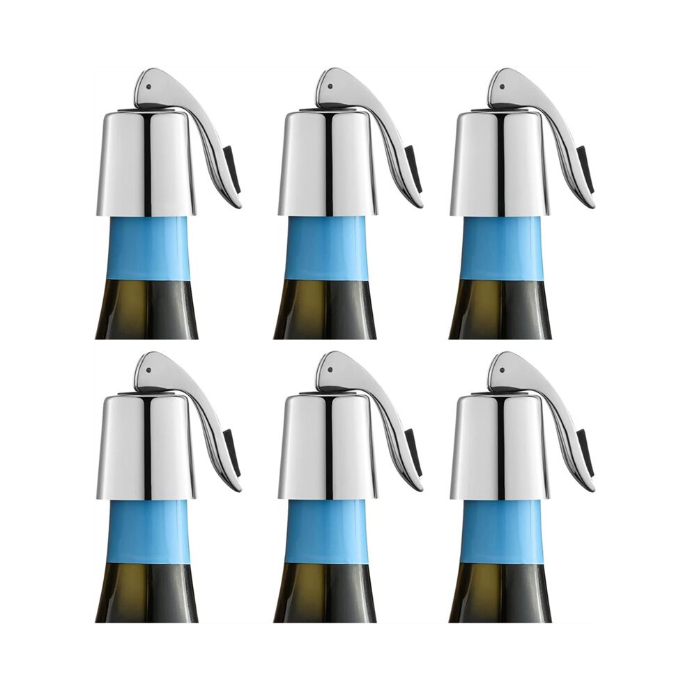 1Set/6Pcs Stainless Steel Wine Bottle Stopper Reusable Stainless Steel Wine Preservative To Keep Wine 6034266133572