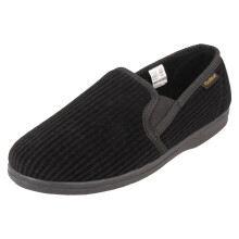 (Black, UK 10) Mens Rosebank Twin Gusset Indoor Slippers - Ashley