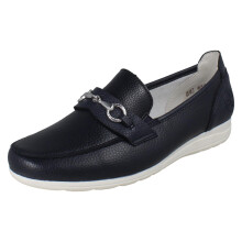 (Blue, UK 7.5) Womens Casual Flat Loafer Style Slip On Shoes With Chain Detailing L9355