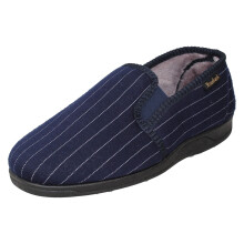 (Navy, UK 11) Mens Rosebank Slip On Twin Gusset Full Slippers - Paul
