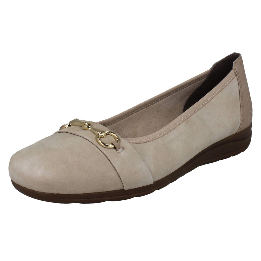 Rieker (Beige, Uk 4) Ladies Slip On Ballet Pumps L9360