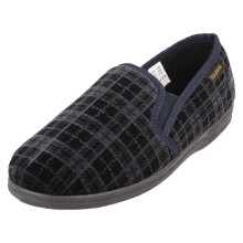 (Navy, UK 9) Mens Rosebank Twin Gusset Indoor Slippers - Jack