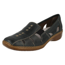 (Blue, UK 6) Ladies Rieker Cut Out Design Slip On Shoes 41385