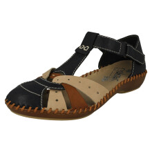 (Blue, UK 8) Ladies Rieker T-Bar Cut Out Detailed Antistress Shoes M1655