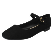 (Black, UK 5) Ladies Savannah Buckle Fastening Flat Mary Jane Smart Shoes F80587
