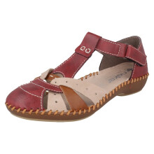 (Red, UK 8) Ladies Rieker T-Bar Cut Out Detailed Antistress Shoes M1655