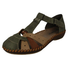 (Green, UK 8) Ladies Rieker T-Bar Cut Out Detailed Antistress Shoes M1655