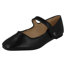 (Black, UK 5) Ladies Savannah Hook and Loop Strap Mary Jane Style Shoes F80590