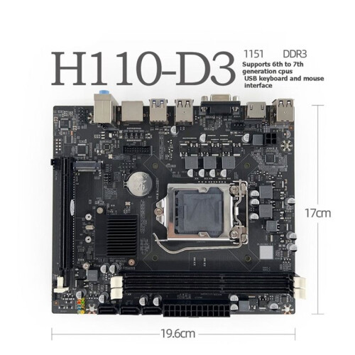 Placa-Mãe H110-D3 para Desktop com Memória DDR3 1151, Compatível com Processadores de 6ª e 7ª Geração. 1