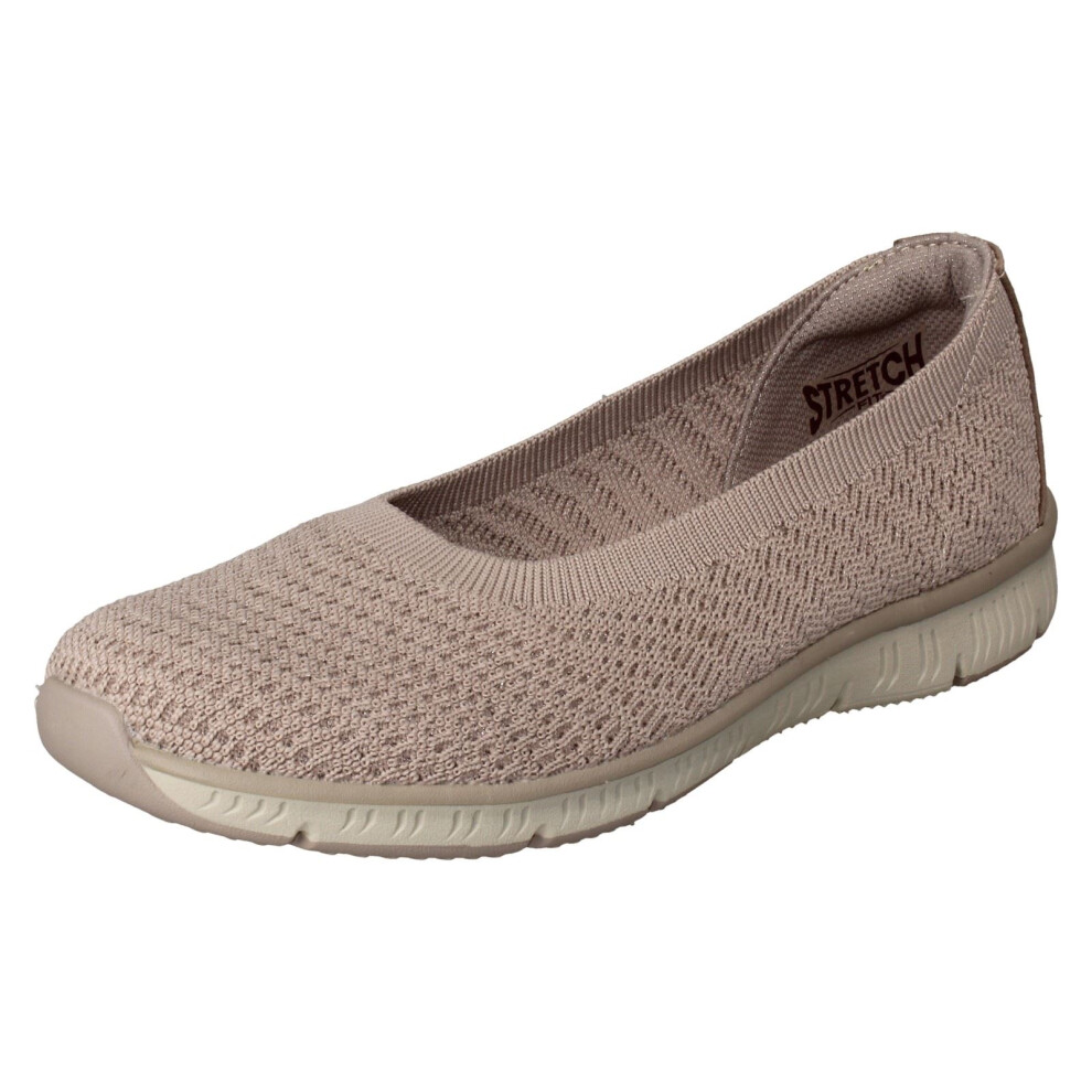 Skechers (Taupe, Uk 3) Ladies Vegan Memory Foam Slip On Shoes - Wonderstruck 100360 Brown