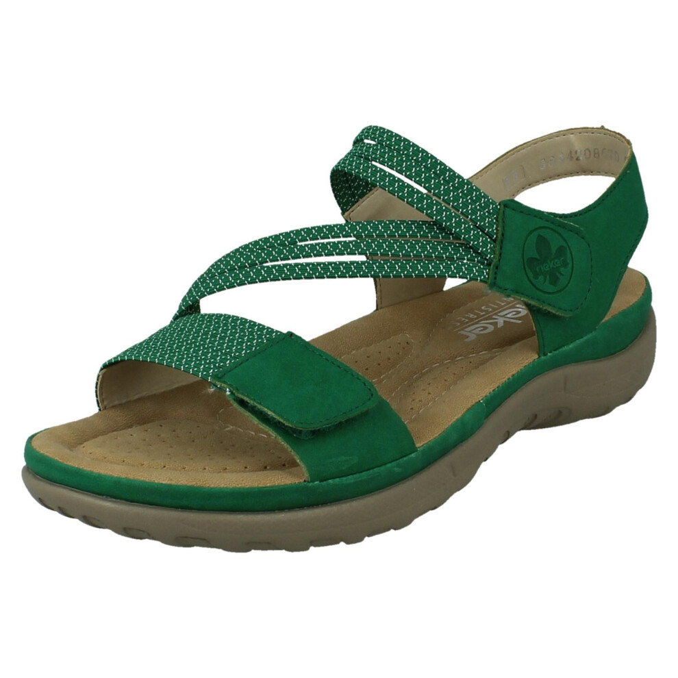 Rieker (, Uk 6.5) Ladies Casual Hook And Loop Strap Sandals 64870 Green