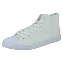 (White, UK 11) Mens Spot On Lace Up Hi Top Canvas Shoes A3076