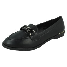 (Black, UK 7) Ladies Spot On Smart Slip On Loafers F80545